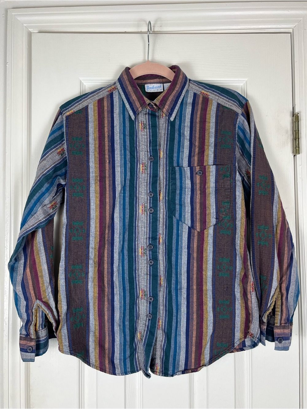 Backroad Blues Vintage 90’s Aztec Striped Button Up Shirt Sz Women’s S